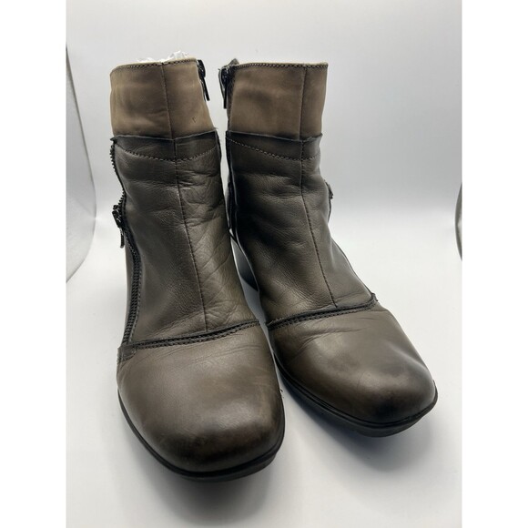 Taos ankle BOOTS Sz 9.5 EU40 Whats Happening Graphite Grey Wedge Zip boho casual - Picture 13 of 14